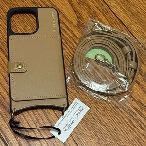 Bandolier Leather Tan Mila MagSafe Phone Case with Strap iPhone 15 pro max